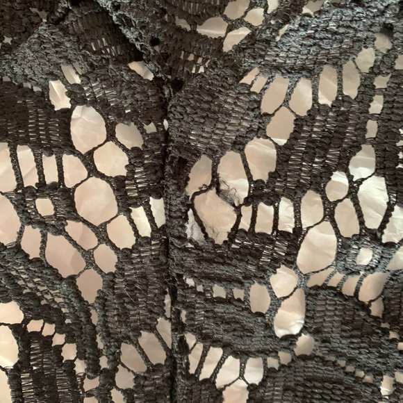 Vintage Cedars Floral Black Lace Medium Women's Tunic Top Blouse 100% Polyester - Picture 12 of 12